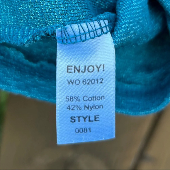 Michael Stars Heathered Teal Cotton Blend 3/4 Sleeve Tee One Size - Picture 4 of 6